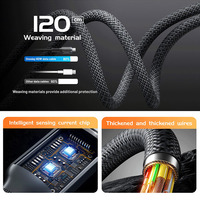 Câble de charge rapide USB-C 100W ultra-résistant en nylon tressé Type-C vers Type-C pour iPhone 17 Samsung Galaxy