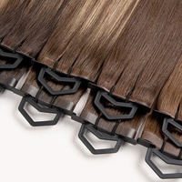 Extensions de cheveux russes bruts Remy de grade 12A, Super Double Drawn, avec bande adhésive longue invisible à injection, effet balayage piano