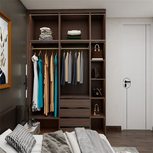 CBMmart MDF Holzmaserung Luxus Kleider schrank für zeitgenössische Innenräume mit hängenden Schienen und Schubladen - Product Image 4