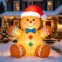Nouvelle Décoration de Noël Gonflable Renne et Bonhomme en Pain d'Épices en Tissu Oxford, Mignonne, pour Fêtes, Événements et Décoration Intérieure, Durable, Imperméable et Résistante au Soleil