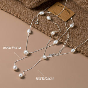 Collier en argent S925, tempérament frais et doux, exquis, simple, vent, ballon, chien, perle, collier cassé, Y02239, pendentifs fins - Product Image 2