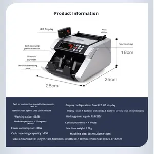 Contador de Billetes Portátil Comercial Beixiangshu F19 Modelo 2025 para USD, EURO, <span class=keywords><strong>GBP</strong></span>, Contador de Dinero Inteligente Mejorado - Product Image 3
