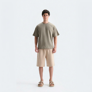 T-shirt à manches courtes pour homme, vert olive, col rond, coupe classique, jersey de coton, imprimé, style décontracté, logo sur le devant - Product Image 5