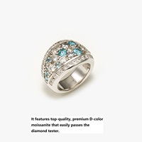 Bague unique entièrement pavée avec moissanite centrale et accents couleur menthe S925, hypoallergénique, best-seller, bijoux de mariée de créateur