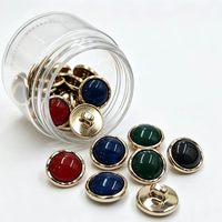 Kancing Mutiara Imitasi Bulat Hitam Merah Hijau Biru 11.5MM dengan Bingkai Logam dan Alas Logam untuk Dekorasi Pakaian