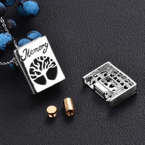 Perhiasan Kalung Kenangan Pohon Kehidupan Kremasi Baja Tahan Karat untuk Pria Liontin Abu Kenangan untuk Manusia - Product Image 4
