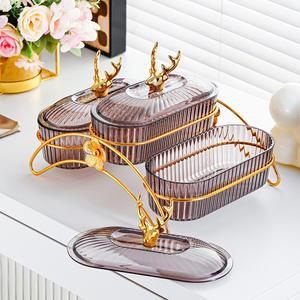 Petit plat de nourriture moderne de luxe support en fer léger plateau de fruits d'hôtel commercial de luxe plat de fruits secs en PP plateau de fruits fendus - Product Image 3