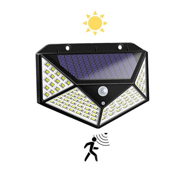 High Quality Cheap Price Outdoor Solar Powered Garden Lamp 100 LED IP65 Waterproof Motion Sensor Solar Wall Garden Lights