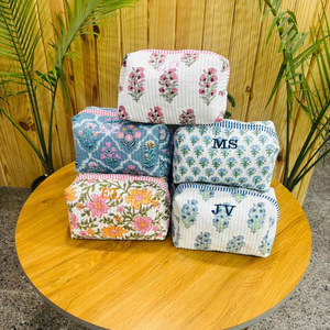 Bolsa de Maquillaje de Algodón Floral Hecha a Mano, Estilo Étnico, con Cierre, Regalos para Damas de Honor, Bolsa de Cosméticos para Mujer - Product Image 1