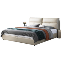 Cadre de lit double avec mécanismes hydrauliques modernes, lit inclinable en cuir, refroidissement, lit queen-size, lit palette, lit double avec rangement