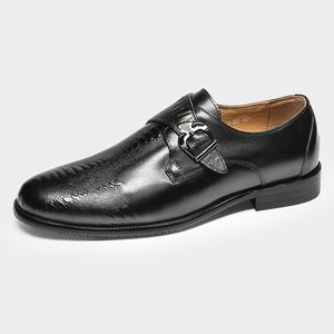 Chaussures habillées élégantes pour hommes en cuir véritable, style britannique, à bout pointu, à lacets, respirantes, légères et antidérapantes, pour mariage et soirée - Product Image 3