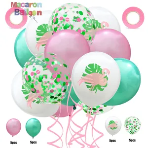 jogo do presente para 1 ano de idade do bebê menino Suppliers-Conjunto de balões de flamingo estilo havaiano, balões de chá de bebê, decoração para menina com balões de confete kk851