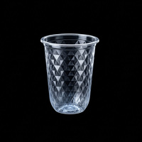Gobelets en plastique PP transparents en forme de U personnalisés à paroi simple, contenants haut de gamme pour thé Boba, boissons au lait et boissons froides