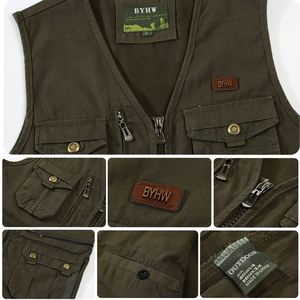 Custom Waterproof Fishing Canvas Hiking Oversized Sleeveless Photographer <b>Utility</b> Pockets Cargoes Waistcoat Men's <b>Vests</b> - Product Image 3