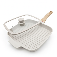 Poêle à griller carrée en aluminium moulé de haute qualité, durable, avec revêtement antiadhésif, design moderne, écologique