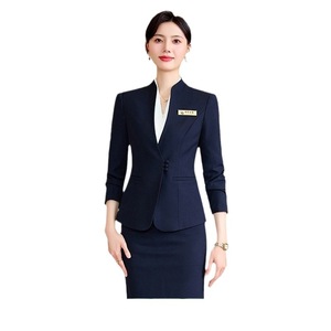 Women's Business Suit Set Long Sleeve V Neck Spring Autumn Hotel Reception Uniform Work Clothes - Product Image 1