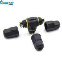 Conector en T M20 Impermeable con Certificación UL/CE/SAA, IP68, Cable a Cable, Bloqueo por Tornillo, Enchufe Impermeable de 2 Pines para Cableado Exterior