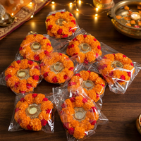 Guirlande de Diyas aux Fleurs de Souci, Meilleures Ventes, Décoration Ethnique Indienne Traditionnelle pour Fêtes, Pooja, Temple, Mariage