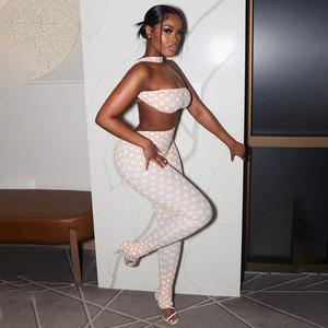 Nieuwe dames tweedelige broekset mode sexy polkadot print mouwloos strapless backless broekset - Product Image 5