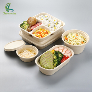 Compostable Sugarcane Pulp Single Use Rectangular Compartment <strong>Divided</strong> Food Bagasse <strong>Plates</strong> - Product Image 3