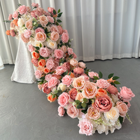 L-FR067 gros chemin de fleurs artificielles pour la décoration de mariage fleurs roses coureur allée fleur chemin de table rangée pour la décoration de mariage