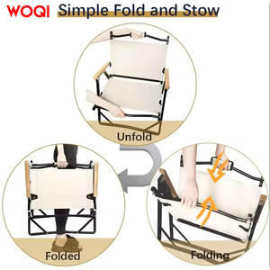 Chaise pliante WOQI avec structure en aluminium, capacité 350 lbs, pour extérieur, camping, jardin, avec poignée en bois et sac de rangement - Product Image 2
