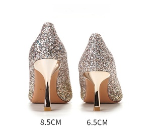 Escarpins à talons hauts pour femmes, à bout pointu, à paillettes dégradées, talon aiguille, pour mariée, mariage, soirée, cérémonie - Product Image 6