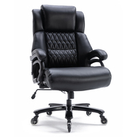 Chaise de bureau de direction pivotante noire de luxe à dossier haut, avec accoudoirs inclinables, grande taille, pour un confort optimal