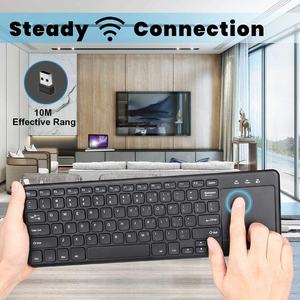 Clavier multimédia sans fil 2,4 GHz avec pavé tactile intégré de grande taille, clavier souris pour PC, Google Smart TV - Product Image 5