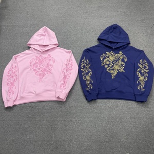 <span class=keywords><strong>Felpa</strong></span> con Cappuccio Streetwear Personalizzata, Pullover con Ricamo Floreale, Vestibilità Corta e Squadrata, in Cotone Terry 500gsm per Uomo - Product Image 1