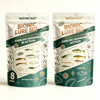 Sac en plastique transparent à fenêtre souple pour leurres de pêche, impression personnalisée, matériel de pêche, emballage d'appâts pour poissons