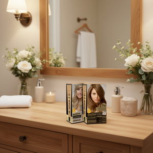 Tinte Permanente para el Cabello Thader Pharma V-Color 703 Rubio Medio Dorado Natural Sin Amoníaco Con Líquido Dorado y Aceites Florales - Product Image 3