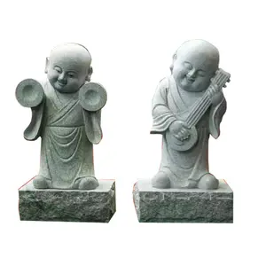 Japanse Tuin Natuursteen Carving Tempel Tuin Gelukkig Mini Ksitigarbha Standbeelden Kleine Baby Boeddha Monnik Sculpturen Voor Verkoop