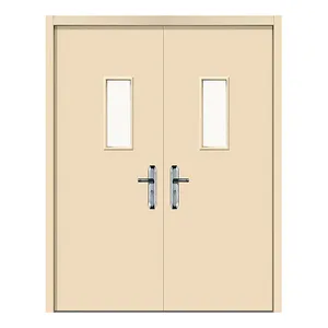 Apartment school hospital indoor room safe escape fire-proof doors custom fire rated steel exit door with glass visual panel