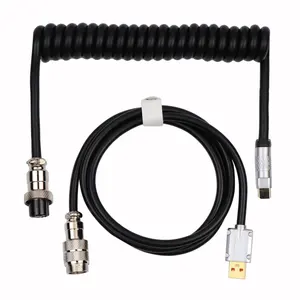 Epomaker-Cable tipo C personalizado en espiral de PU con conector de Aviador desmontable para teclado mecánico