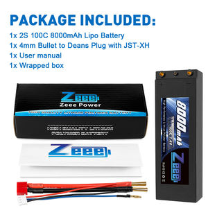 Zeee 2S 8000Mah Lipo Batterij 7.4V 100c Hard Case Lipo Pack Met 4Mm Bullet T Plug Voor 1/8 1/10 Rc Automodel Slash Buggy - Product Image 6