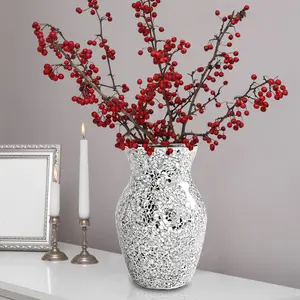 Стеклянная Серебряная ваза хорошего качества для украшения дома и свадьбы, зеркальный стол, свадебный стол, мозаичные вазы