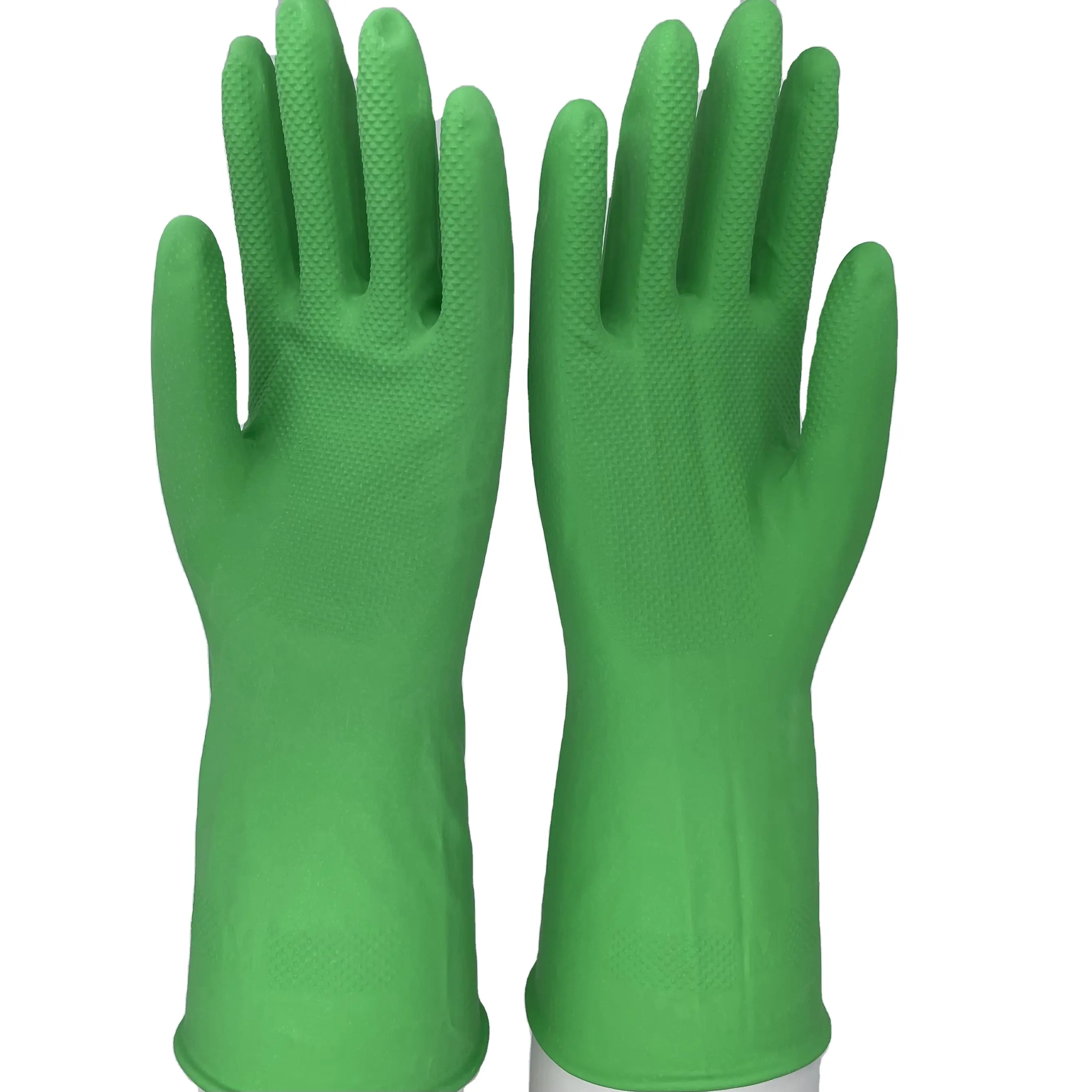 Latex Haushalt Allzweck gummi Baumwolle grüne Handschuhe mit Gummi