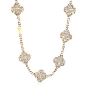 Hip Hop Clover High End <b>Iced</b> <b>Out</b> CZ Zircon Tennis <b>Chain</b> Waterproof Anti Non Tarnish Free Fashion Jewelry Necklaces Wholesale - Product Image 2