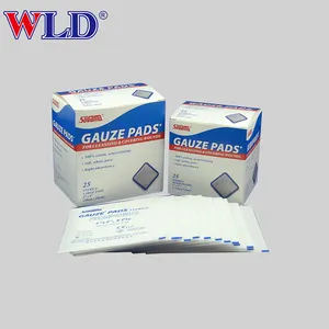 Hisopo de gasa azul estéril médica desechable 10x10 8 capas 5 piezas hisopo de gasa estéril médica