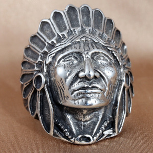Tibetan Silver Men's Tribal Face <b>Ring</b> Geometric Design Gift Jewelry - Product Image 1
