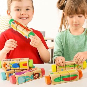 Montessori Toy Baby Boys Girls Brain Teaser Toy Rotating Spin Twist Blocks Wooden Animal <b>Puzzle</b> Toy - Product Image 2