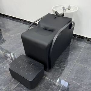 Station de lavage de cheveux pour salon de beauté, lavabo inclinable en céramique avec siège réglable - Product Image 3