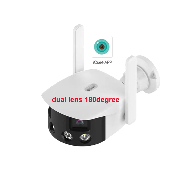 Outdoor 4MP ICsee APP Wireless Wifi CCTV Camera 180 Degree IP Security with Dual Lens Mini Panoramic Bullet Network Outdoor Use