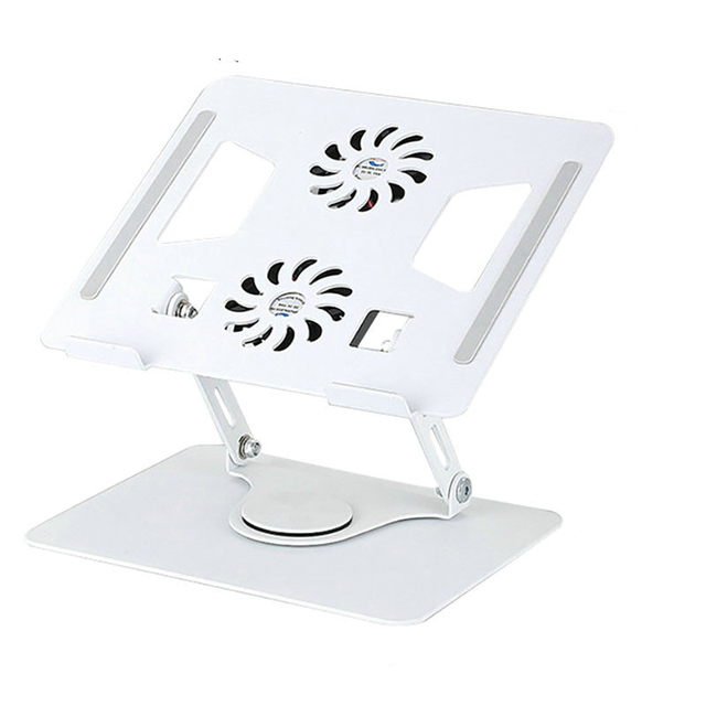 X523 Oem 360 Degree Rotating Foldable Laptop Riser Holder Aluminum Alloy Portable Laptop Cooling Stand With Double Fans