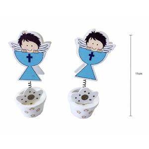 Porte-bougie Pinza Communion Blue Angel 11 cm, décoration religieuse pour les événements de première communion - Product Image 1