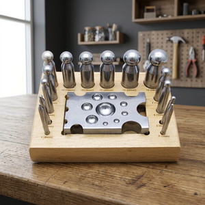 Ensemble de blocs de façonnage pour designer avec 14 poinçons en acier trempé pour la formage de bijoux et la création de dômes métalliques | GS621Z - Product Image 3