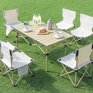 <b>Outdoor</b> <b>Folding</b> <b>Table</b> Portable Camping <b>Table</b> 90x55x50cm Rectangular Lightweight Egg Roll Picnic <b>Table</b> Set - Product Image 2