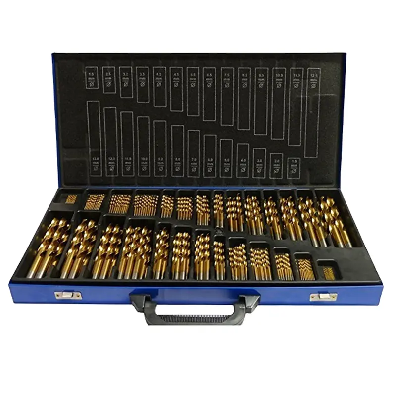 230PCS HSS Titanium Coated 230pcs caixa de plástico embalado HSS titânio revestido torção broca conjunto Twist Drill Bits Set Drill Bits