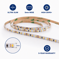 Bande lumineuse LED flexible DC12V SMD 2835, PCB 5mm, 120 LED/m, haute densité, lumière blanche chaude/blanche neutre/blanche froide, ruban lumineux pour armoires intérieures, escaliers